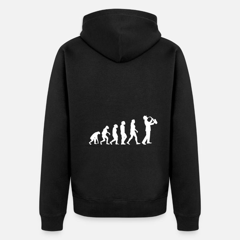 Saxophon Evolution - Unisex Premium Bio Zip Hoodie - Schwarz