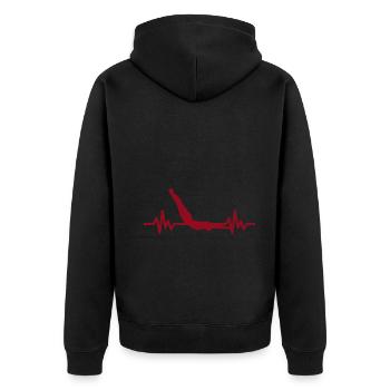 Heartbeat Swimmer - Diver Water Sports Athlete - Unisex Premium Organic Zip Hoodie - black - Back - Nico (187cm)