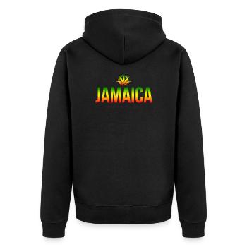 Jamaica - Unisex Premium Bio Zip Hoodie - Schwarz - Hinten - Nico (187cm)