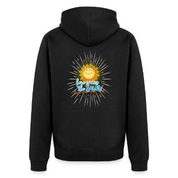 Bright Sun T-Shirt: Strahlen Sie Positivität aus - Unisex Premium Bio Zip Hoodie - Schwarz - Hinten - Nico (187cm)