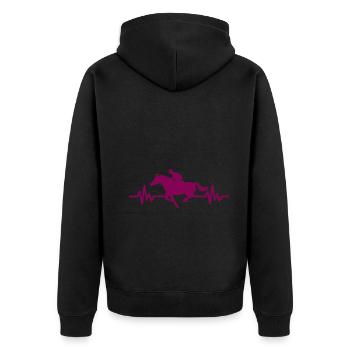 Heartbeat - Horse Stallion Mare Ross Equestrian - Unisex Premium Organic Zip Hoodie - black - Back - Nico (187cm)