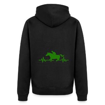 Herzschlag - Pferd Hengst Stute Ross Polo - Unisex Premium Bio Zip Hoodie - Schwarz - Hinten - Nico (187cm)