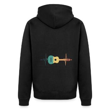 Gitarre Herzschlag - Unisex Premium Bio Zip Hoodie - Schwarz - Hinten - Nico (187cm)
