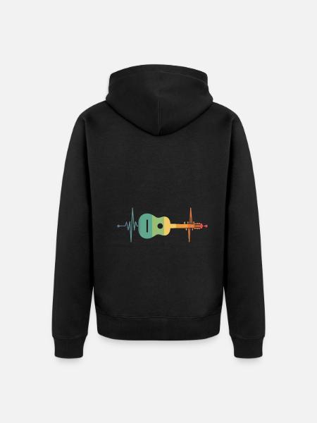 Herzschlag Gitarre - Unisex Premium Bio Zip Hoodie - Schwarz