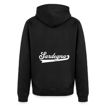 Sardinien - Unisex Premium Bio Zip Hoodie - Schwarz - Hinten - Nico (187cm)