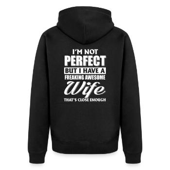 FREAKIN FANTASTISCHES FRAU SHIRT - Unisex Premium Bio Zip Hoodie - Schwarz - Hinten - Nico (187cm)