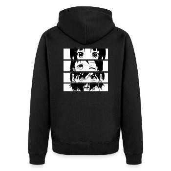 Anime Manga Mädchen Mood - Unisex Premium Bio Zip Hoodie - Schwarz - Hinten - Nico (187cm)
