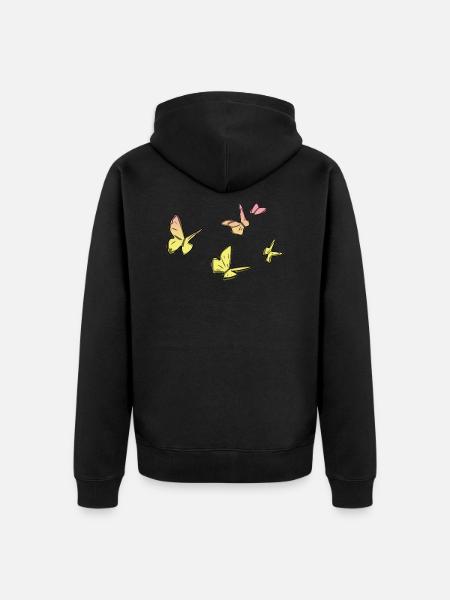 yellow butterflies butterfly symbol - Unisex Premium Organic Zip Hoodie - black