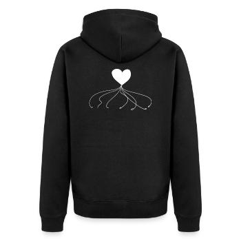 herz faden linien linie - Unisex Premium Bio Zip Hoodie - Schwarz - Hinten - Nico (187cm)