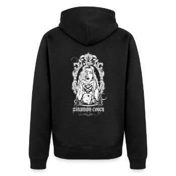 Spiegelmädchen - Unisex Premium Bio Zip Hoodie - Schwarz - Hinten - Nico (187cm)