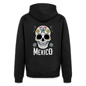 Sugar Skull Mexico - Unisex Premium Organic Zip Hoodie - black - Back - Nico (187cm)