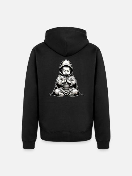 Mignon bébé Bouddha - Veste à capuche bio Premium Unisexe - noir