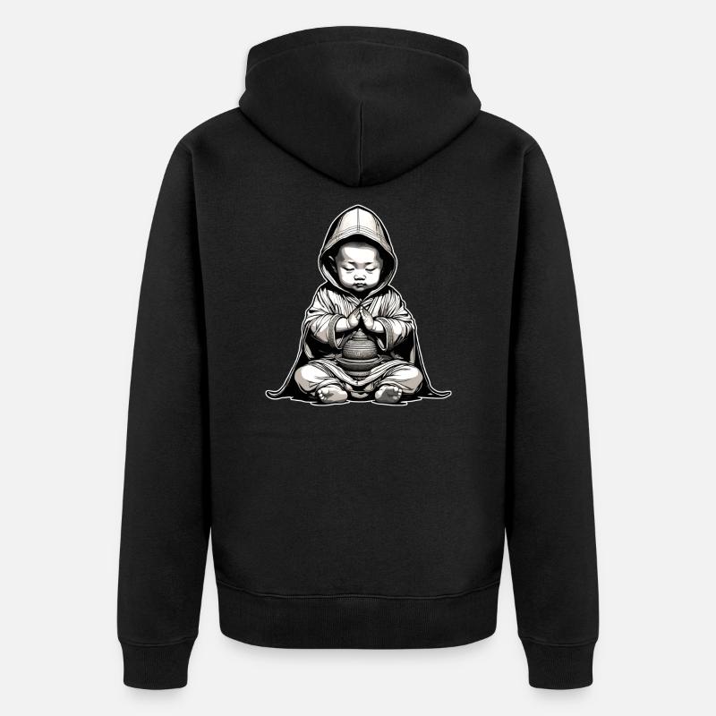 Mignon bébé Bouddha - Veste à capuche bio Premium Unisexe - noir