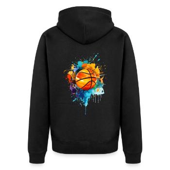 Colorful Basketball Paint Splash Splash Splash of Color - Unisex Premium Organic Zip Hoodie - black - Back - Nico (187cm)