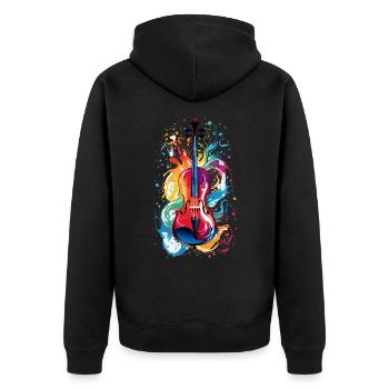 Violoncelle multicolore éclaboussure de couleur violon peinture éclaboussure - Veste à capuche bio Premium Unisexe - noir - Dos - Nico (187cm)