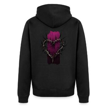 Enclos tendre : Épines en forme de cœur - Veste à capuche bio Premium Unisexe - noir - Dos - Nico (187cm)