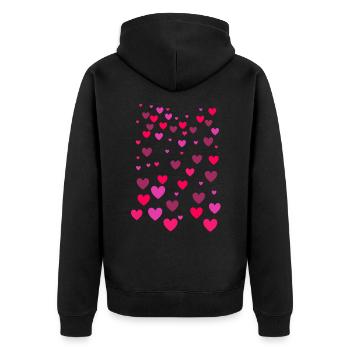 Hearts, hearts, red hearts, red hearts - Unisex Premium Organic Zip Hoodie - black - Back - Nico (187cm)
