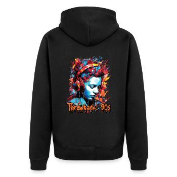 Revival and return to the 90s - Unisex Premium Organic Zip Hoodie - black - Back - Nico (187cm)