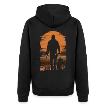 Chasse chasse avec chien rétro vintage - Veste à capuche bio Premium Unisexe - noir - Dos - Nico (187cm)