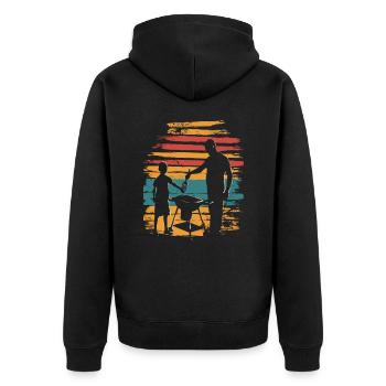 Père et fils griller BBQ Fête des pères - Veste à capuche bio Premium Unisexe - noir - Dos - Nico (187cm)