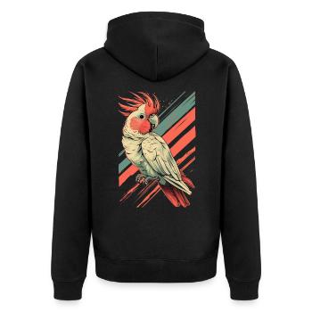 Papagei retro vintage pink - Unisex Premium Bio Zip Hoodie - Schwarz - Hinten - Nico (187cm)