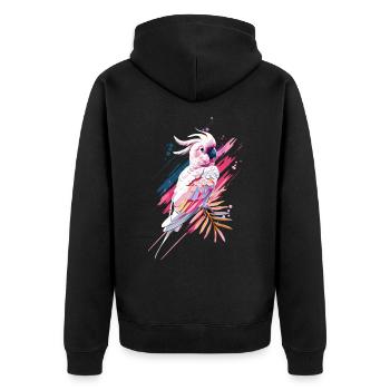 Papagei retro vintage pink tropisch - Unisex Premium Bio Zip Hoodie - Schwarz - Hinten - Nico (187cm)