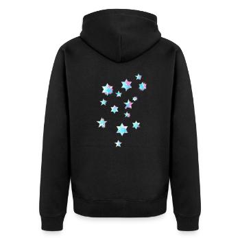 Sterne,bunt,Zeichnung,Graffiti,Malerei - Unisex Premium Bio Zip Hoodie - Schwarz - Hinten - Nico (187cm)