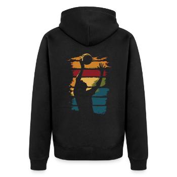 Volleyball Vintage Silhouette Volleyball Player - Unisex Premium Organic Zip Hoodie - black - Back - Nico (187cm)