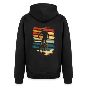Mountainbiking Mountainbike Vintage - Unisex Premium Bio Zip Hoodie - Schwarz - Hinten - Nico (187cm)