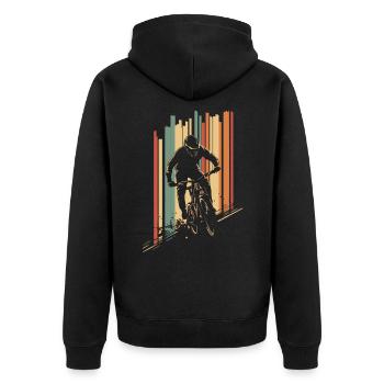 Mountainbiking Mountainbike Vintage - Unisex Premium Bio Zip Hoodie - Schwarz - Hinten - Nico (187cm)
