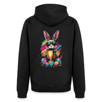 Lapin de Pâques Oeufs de Pâques Chasse aux oeufs Winner Cup - Veste à capuche bio Premium Unisexe - noir - Dos - Nico (187cm)