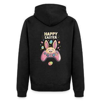 Ostern Gaming Hase Osterhase Controller - Unisex Premium Bio Zip Hoodie - Schwarz - Hinten - Nico (187cm)