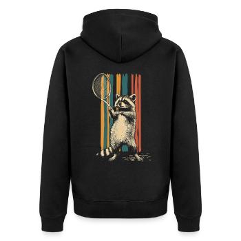 Raton laveur jouant au tennis - Veste à capuche bio Premium Unisexe - noir - Dos - Nico (187cm)