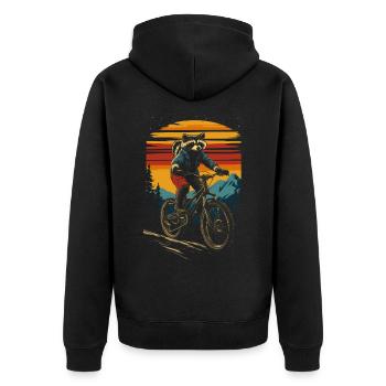 Balade en VTT avec raton laveur - Veste à capuche bio Premium Unisexe - noir - Dos - Nico (187cm)