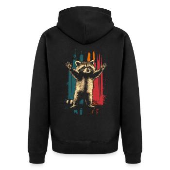 Raton laveur aux bras tendus - Veste à capuche bio Premium Unisexe - noir - Dos - Nico (187cm)