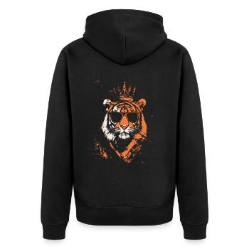 Tigre avec des lunettes de soleil et une couronne sur la tête - Veste à capuche bio Premium Unisexe - noir - Dos - Nico (187cm)