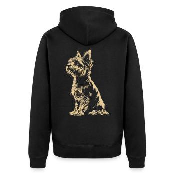 Yorkshire Terrier Minimalist Art - Unisex Premium Organic Zip Hoodie - black - Back - Nico (187cm)