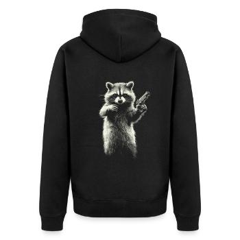 raton laveur avec pistolet - Veste à capuche bio Premium Unisexe - noir - Dos - Nico (187cm)