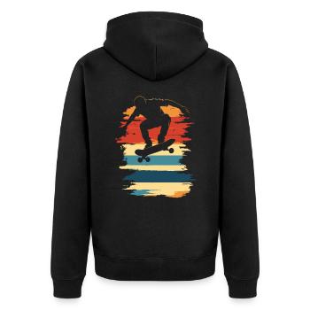 Skateboard Retro vintage Skating Skateboarding - Unisex Premium Bio Zip Hoodie - Schwarz - Hinten - Nico (187cm)