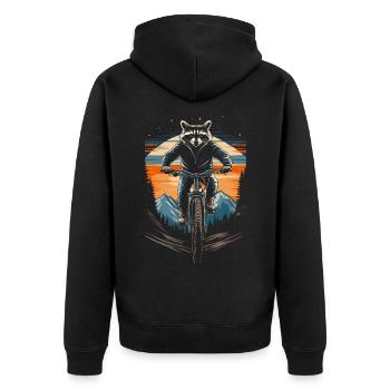 Balade en raton laveur VTT vintage - Veste à capuche bio Premium Unisexe - noir - Dos - Nico (187cm)