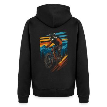Balade en raton laveur VTT vintage - Veste à capuche bio Premium Unisexe - noir - Dos - Nico (187cm)