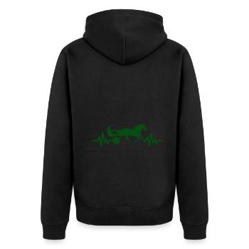 Herzschlag - Pferd Hengst Stute Ross Reitsport - Unisex Premium Bio Zip Hoodie - Schwarz - Hinten - Nico (187cm)