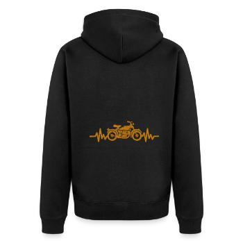 Heartbeat Motorrad - Biker - Chopper - Freiheit - Unisex Premium Bio Zip Hoodie - Schwarz - Hinten - Nico (187cm)