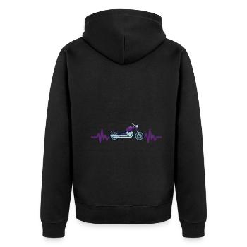 Heartbeat Motorrad - Biker - Chopper - Freiheit - Unisex Premium Bio Zip Hoodie - Schwarz - Hinten - Nico (187cm)