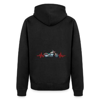 Heartbeat Motorcycle - Biker - Chopper - Freedom - Unisex Premium Organic Zip Hoodie - black - Back - Nico (187cm)