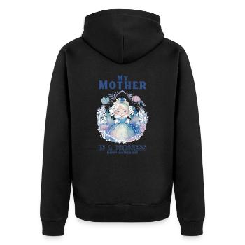 My mother is a princess - Mother Day - Unisex Premium Bio Zip Hoodie - Schwarz - Hinten - Nico (187cm)