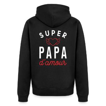 Super papa d'amour - cadeau fête des pères humour - Veste à capuche bio Premium Unisexe - noir - Dos - Nico (187cm)