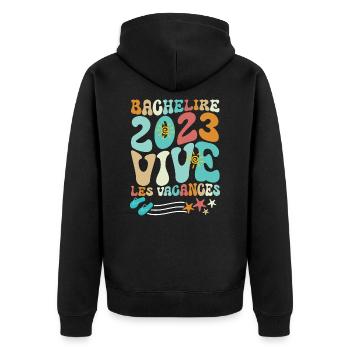 Bachelière 2023 Vive les Vacances - Vacances Bac - Veste à capuche bio Premium Unisexe - noir - Dos - Nico (187cm)