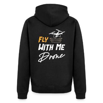 Drone Fly With Me - Unisex Premium Organic Zip Hoodie - black - Back - Nico (187cm)