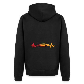 Sports car - Racing driver - Pfitzer - Heartbeat - Unisex Premium Organic Zip Hoodie - black - Back - Nico (187cm)